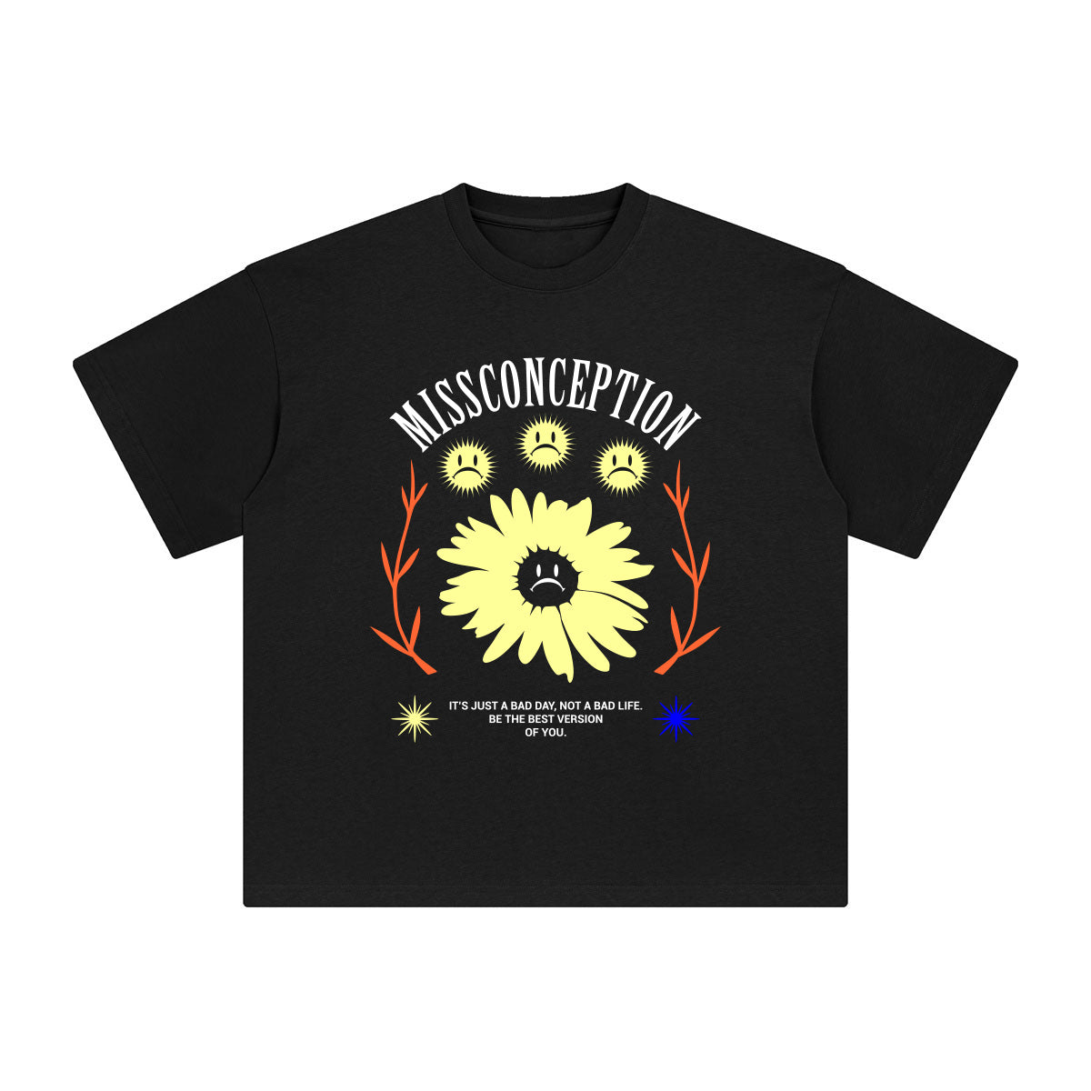 MISSCONCEPTION Unhappy Emoji Graphic Tee-INNBLAC Fashion Apparel