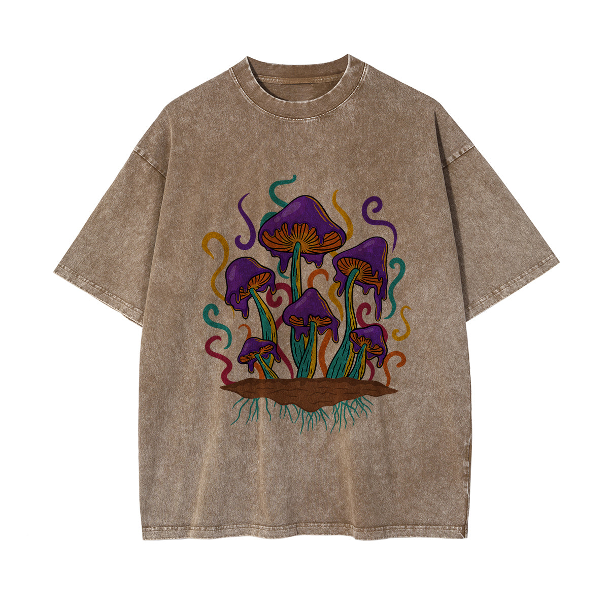 Melted Mushrooms Washed Graphic Tee-INNBLAC Fashion Apparel