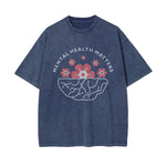Mental Health Matters & Flowers Graphic Tee-INNBLAC Fashion Apparel
