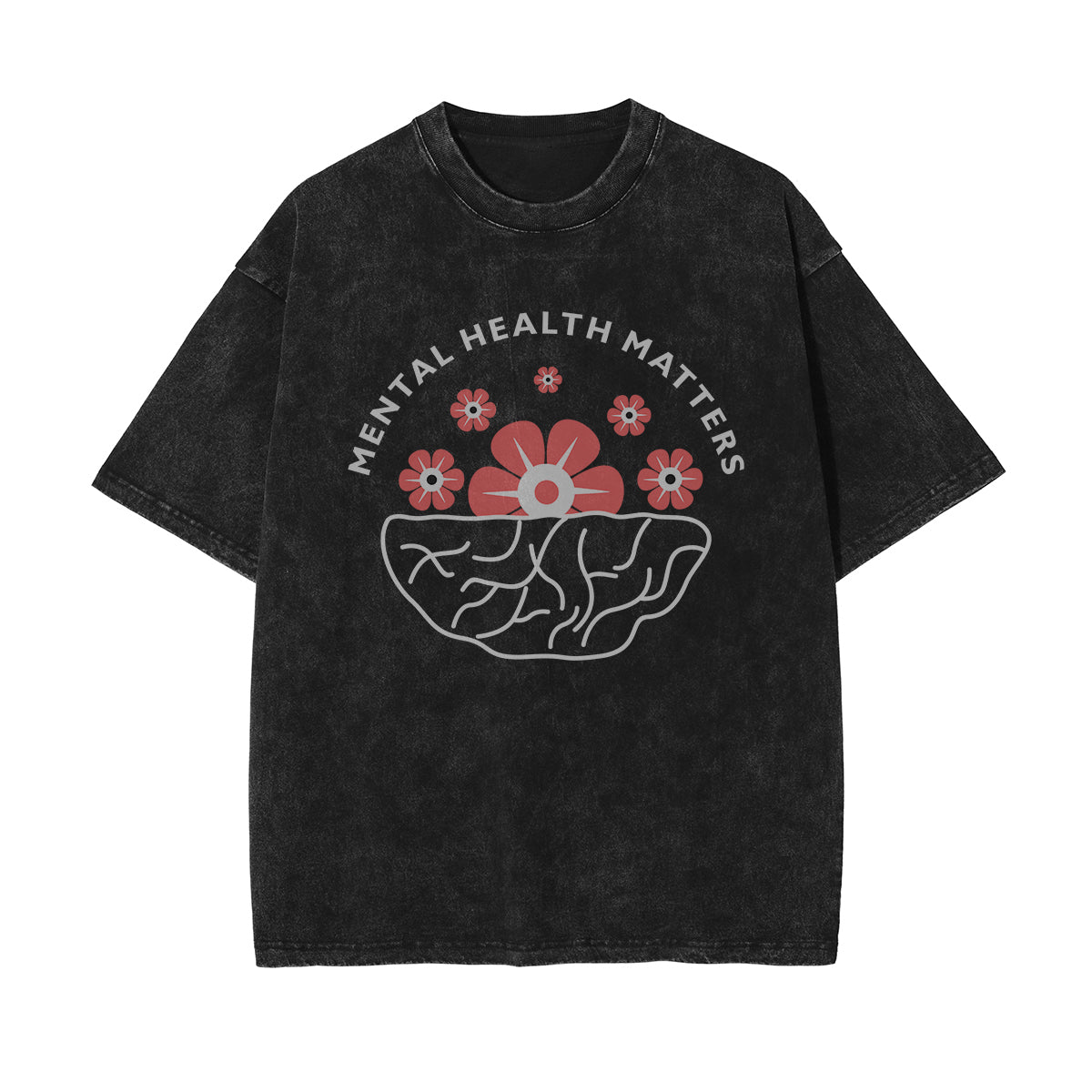 Mental Health Matters & Flowers Graphic Tee-INNBLAC Fashion Apparel