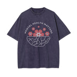 Mental Health Matters & Flowers Graphic Tee-INNBLAC Fashion Apparel