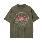 Mental Health Matters & Flowers Graphic Tee-INNBLAC Fashion Apparel