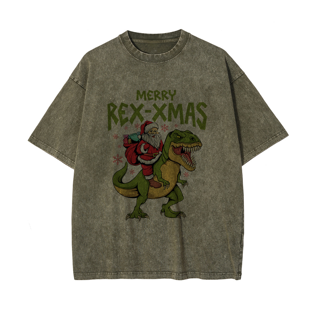 Merry Rex-Xmas Dinosaur & Santa Graphic Tee-INNBLAC Fashion Apparel
