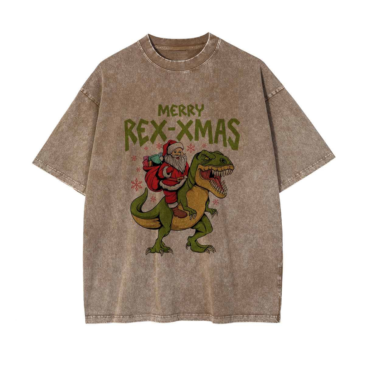 Merry Rex-Xmas Dinosaur & Santa Graphic Tee-INNBLAC Fashion Apparel