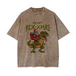 Merry Rex-Xmas Dinosaur & Santa Graphic Tee-INNBLAC Fashion Apparel