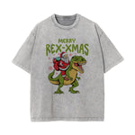 Merry Rex-Xmas Dinosaur & Santa Graphic Tee-INNBLAC Fashion Apparel