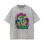 Mushroom Washed Graphic Tee-INNBLAC Fashion Apparel