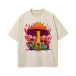 Mushroom Washed Graphic Tee-INNBLAC Fashion Apparel