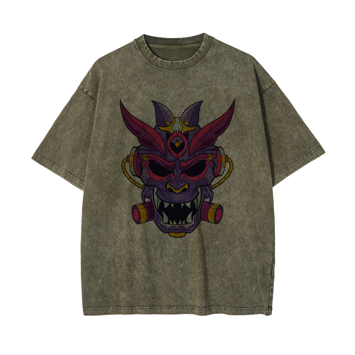 Oni Mask Mecha Graphic Tee-INNBLAC Fashion Apparel