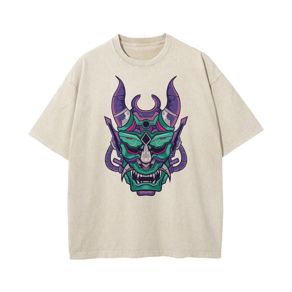 Oni Mask Mecha Graphic Tee-INNBLAC Fashion Apparel