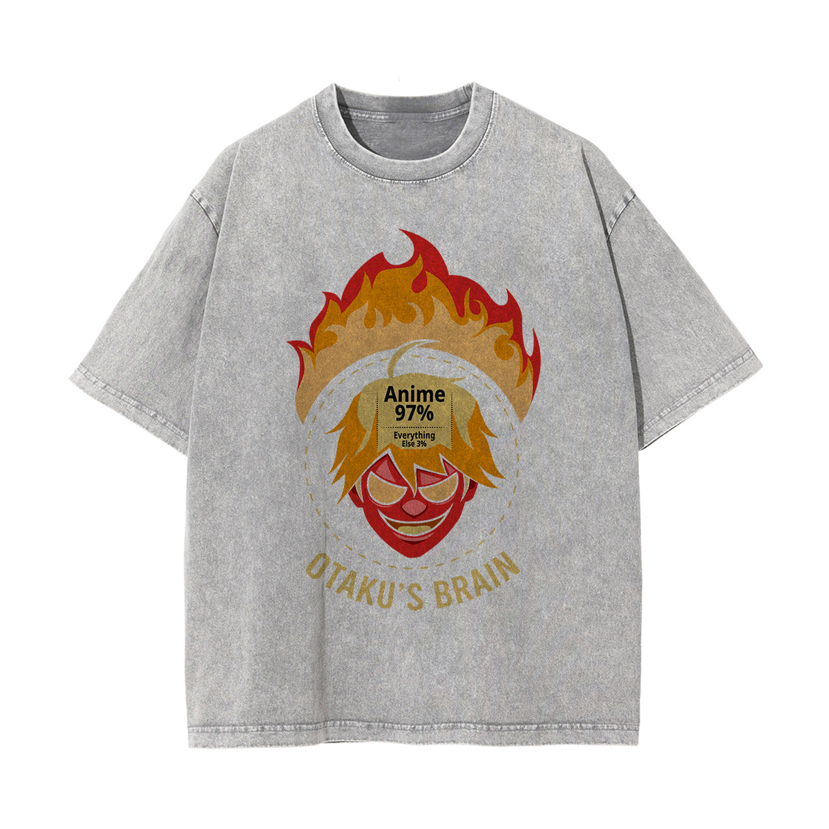 Otakus Brain Graphic Washed Tee-INNBLAC Fashion Apparel