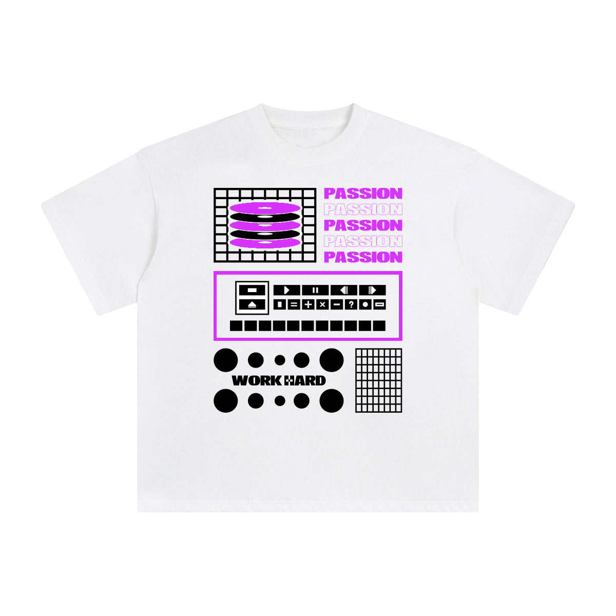 Passion Work Hard Abstract Graphic Tee-INNBLAC Fashion Apparel