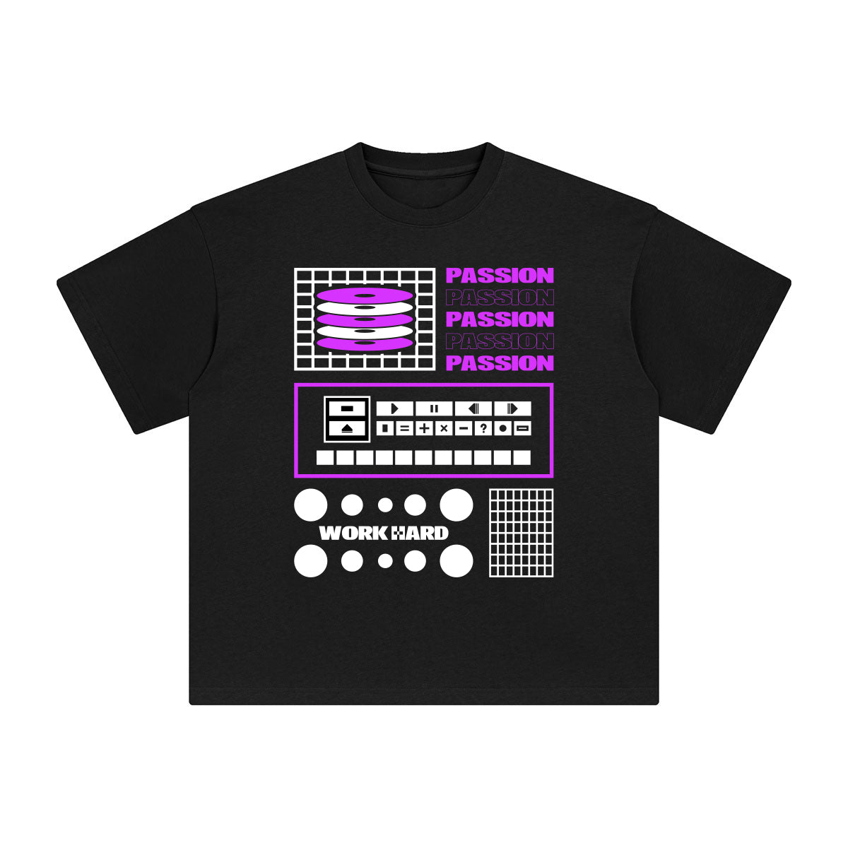 Passion Work Hard Abstract Graphic Tee-INNBLAC Fashion Apparel