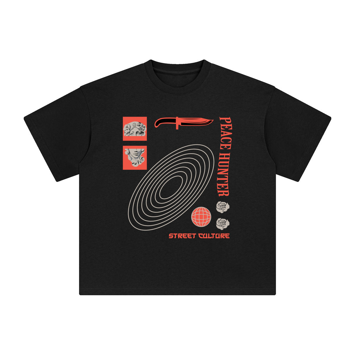 Peace Hunter Abstract Graphic Tee-INNBLAC Fashion Apparel