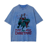 Peace Love Christmas Graphic Washed Tee-INNBLAC Fashion Apparel