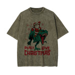 Peace Love Christmas Graphic Washed Tee-INNBLAC Fashion Apparel