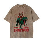 Peace Love Christmas Graphic Washed Tee-INNBLAC Fashion Apparel