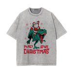 Peace Love Christmas Graphic Washed Tee-INNBLAC Fashion Apparel