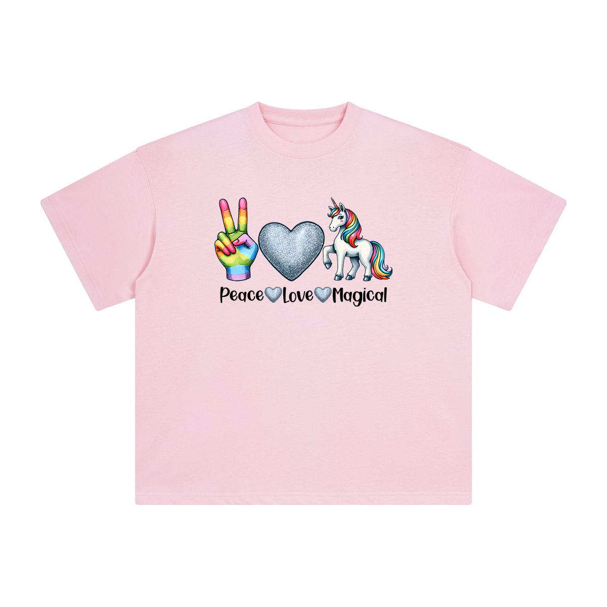 Peace & Love & Magical Unicorn Graphic Tee-INNBLAC Fashion Apparel