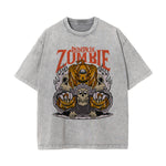 Pumpkin Zombie Graphic Washed Tee-INNBLAC Fashion Apparel