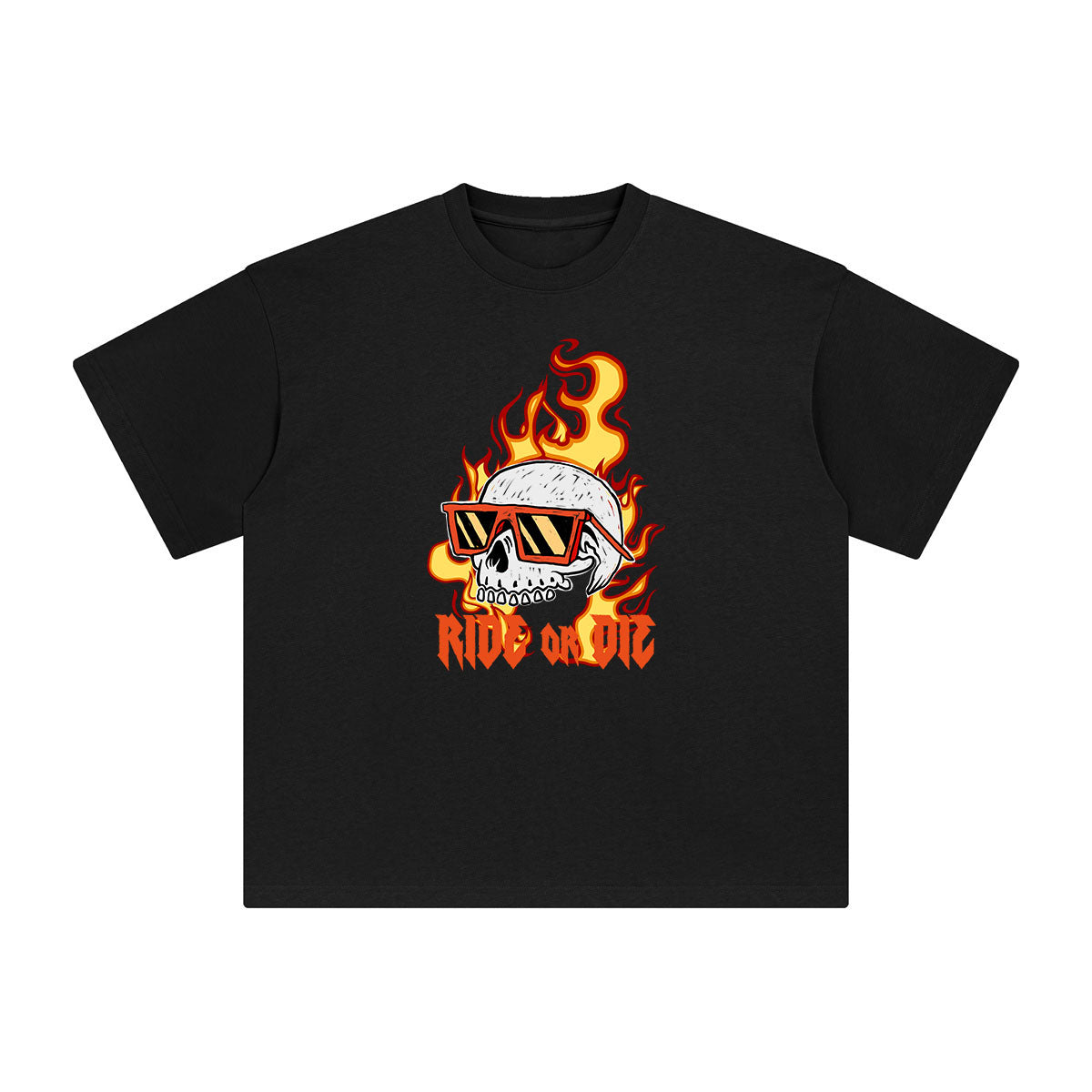 RIDE OR DIE Cool Skull Graphic Tee-INNBLAC Fashion Apparel