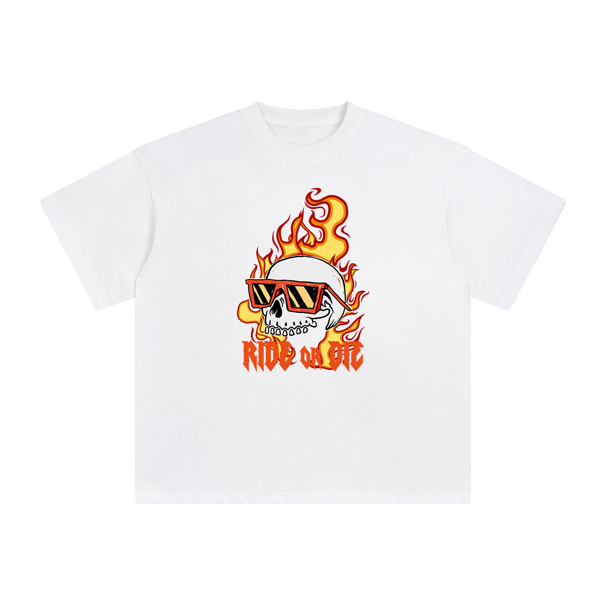RIDE OR DIE Cool Skull Graphic Tee-INNBLAC Fashion Apparel