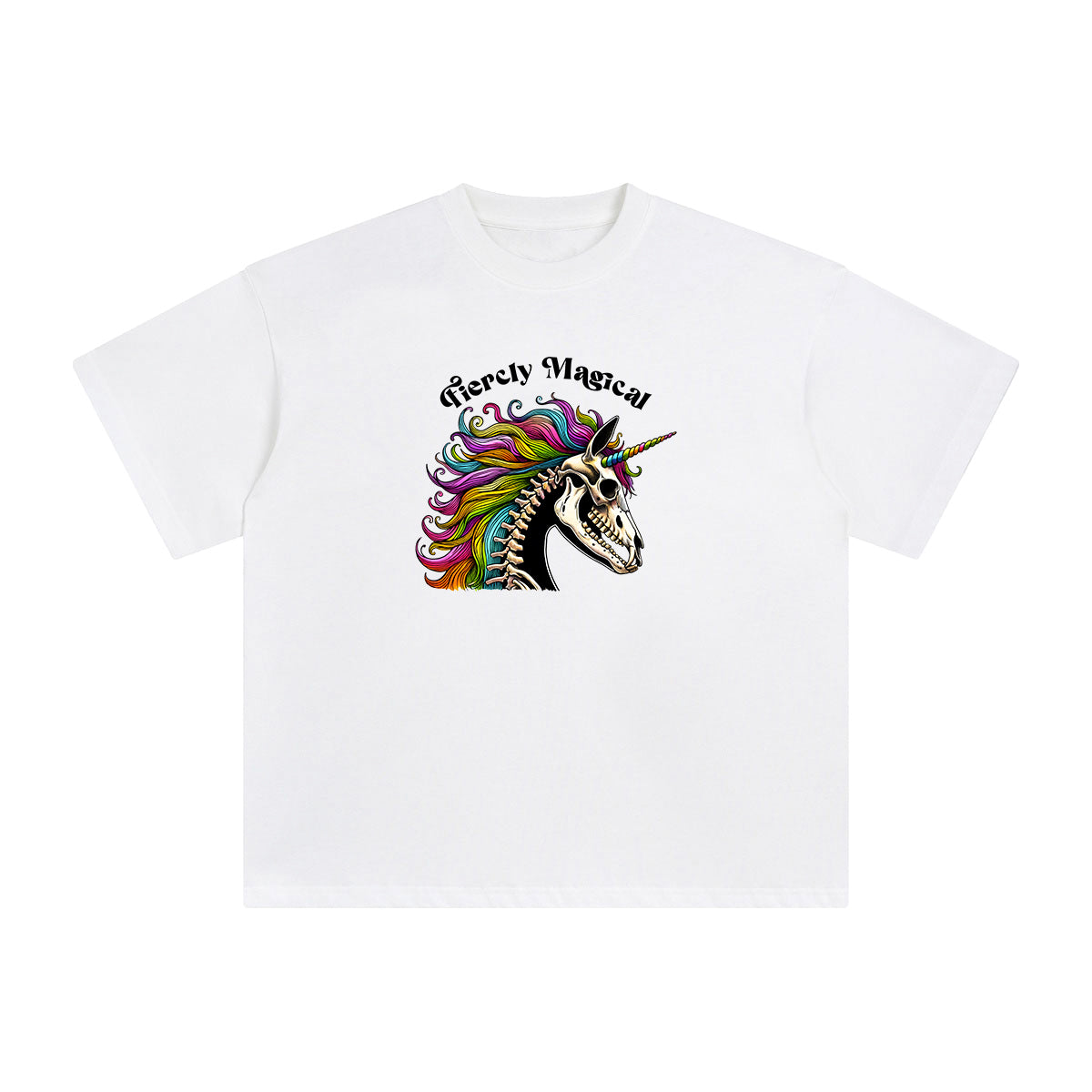 Rainbow Unicorn Skull Graphic Tee-INNBLAC Fashion Apparel