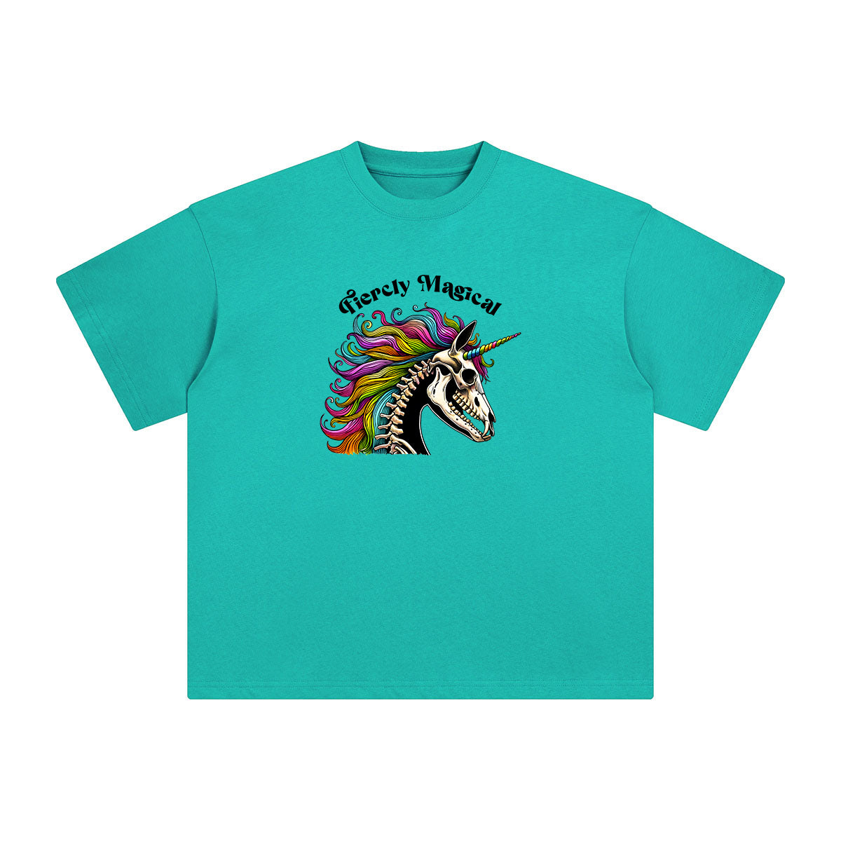 Rainbow Unicorn Skull Graphic Tee-INNBLAC Fashion Apparel