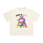 Rainbow Unicorn & Ramen Cartoon Graphic Tee-INNBLAC Fashion Apparel
