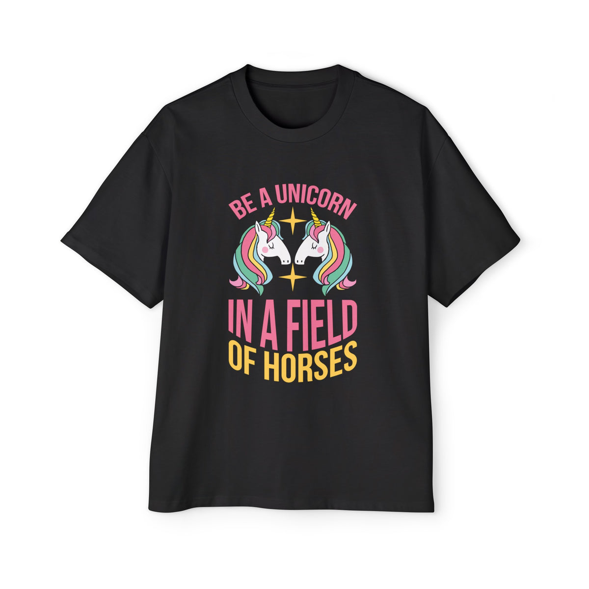 Rainbow Unicorns & Slogan Graphic Tee-INNBLAC Fashion Apparel
