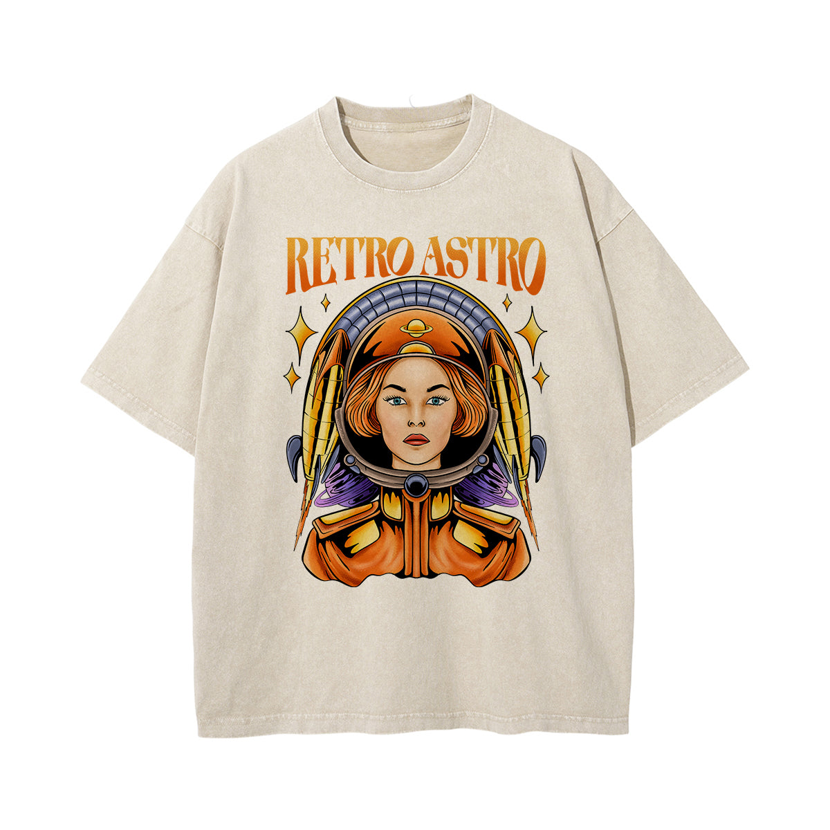 Retro Astro Washed Graphic Tee-INNBLAC Fashion Apparel