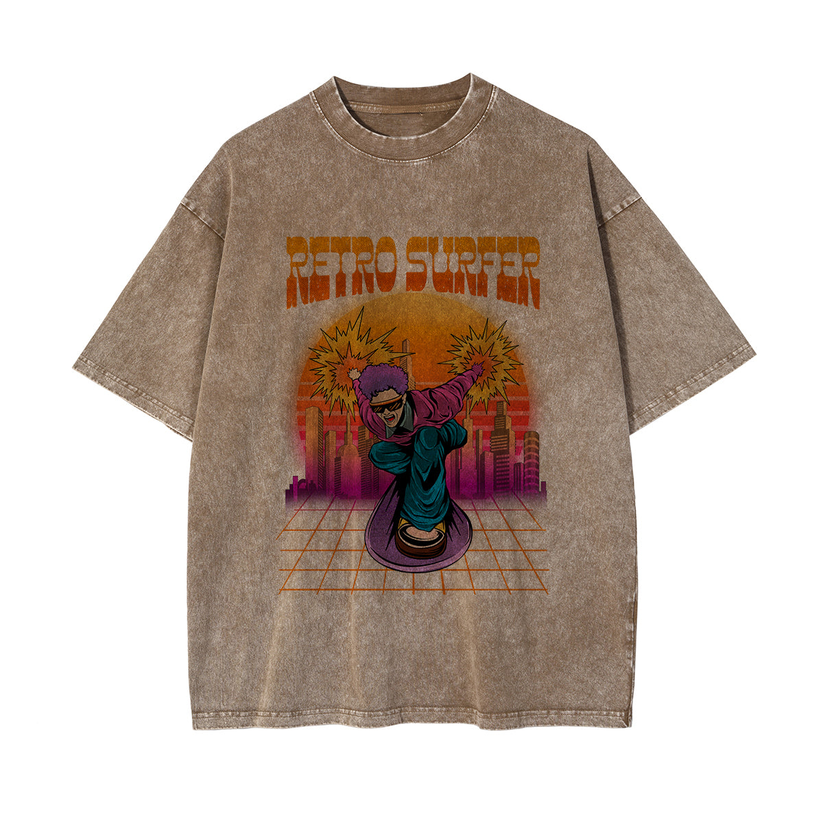 Retro Surfer Washed Graphic Tee-INNBLAC Fashion Apparel