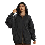 Women's Ripped Double Slider Zip Hoodie-INNBLAC Fashion Apparel