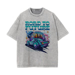 Road To Future Washed Graphic Tee-INNBLAC Fashion Apparel