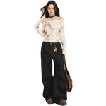 Selvedge Women's Black Baggy Jeans-INNBLAC Fashion Apparel