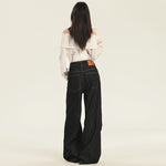Selvedge Women's Black Baggy Jeans-INNBLAC Fashion Apparel