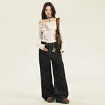 Selvedge Women's Black Baggy Jeans-INNBLAC Fashion Apparel