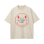 Smiling Emoji Graphic Washed Tee-INNBLAC Fashion Apparel