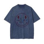 Smiling Emoji Graphic Washed Tee-INNBLAC Fashion Apparel
