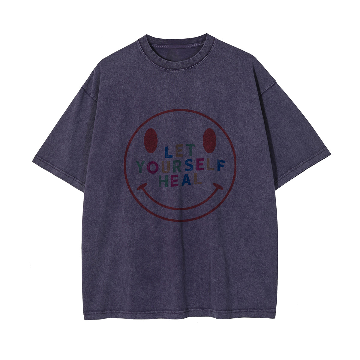 Smiling Emoji Graphic Washed Tee-INNBLAC Fashion Apparel