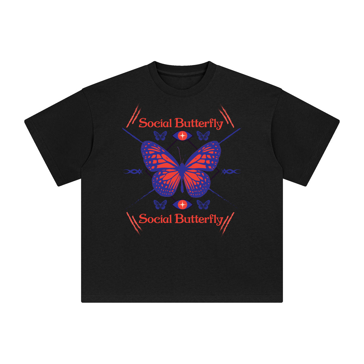 Social Butterfly Abstract Graphic Tee-INNBLAC Fashion Apparel