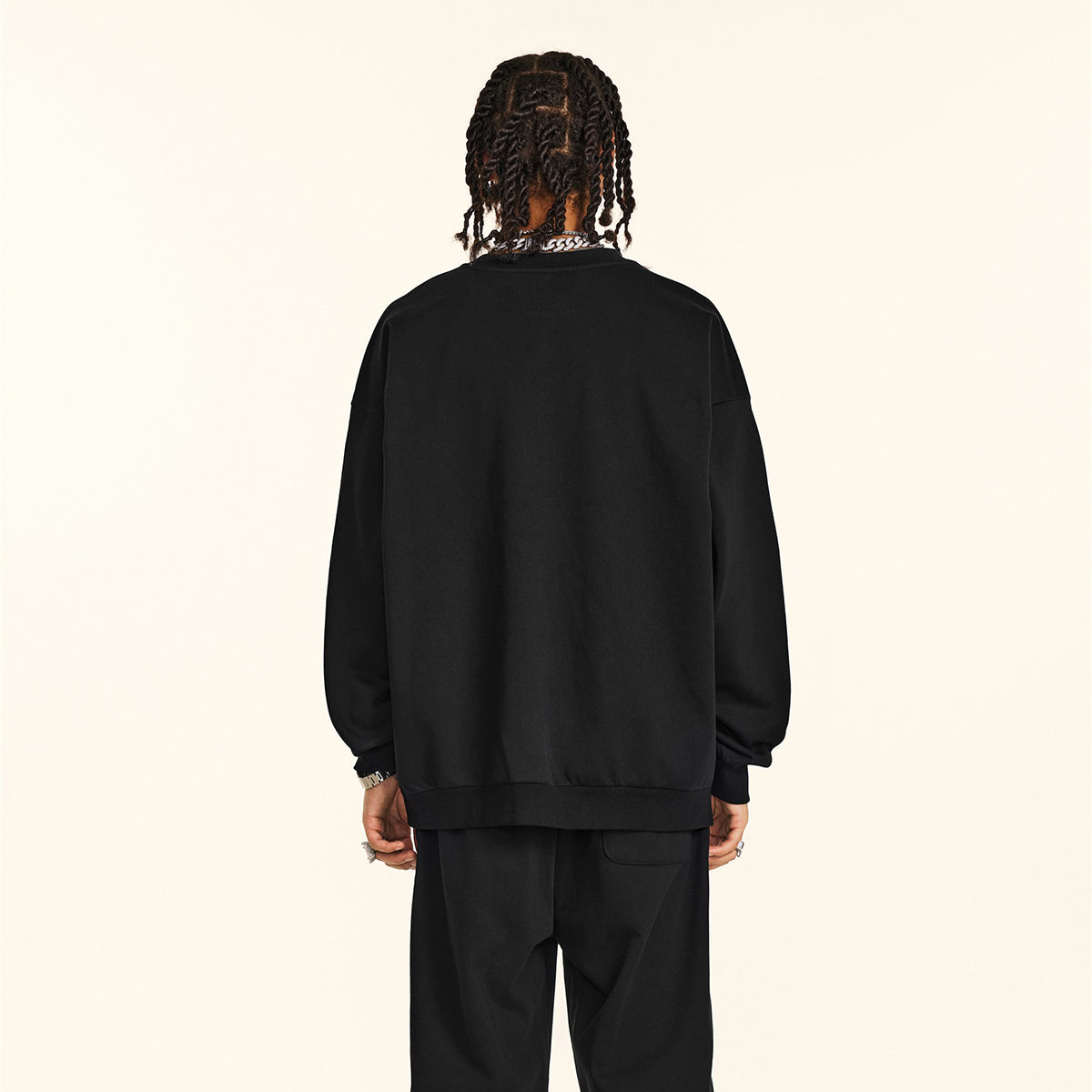 Solid Crew Neck Comfort Sweatshirt-INNBLAC Fashion Apparel