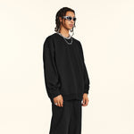 Solid Crew Neck Comfort Sweatshirt-INNBLAC Fashion Apparel