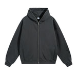 Solid Color Full Zip Hoodie-INNBLAC Fashion Apparel