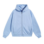 Solid Color Full Zip Hoodie-INNBLAC Fashion Apparel