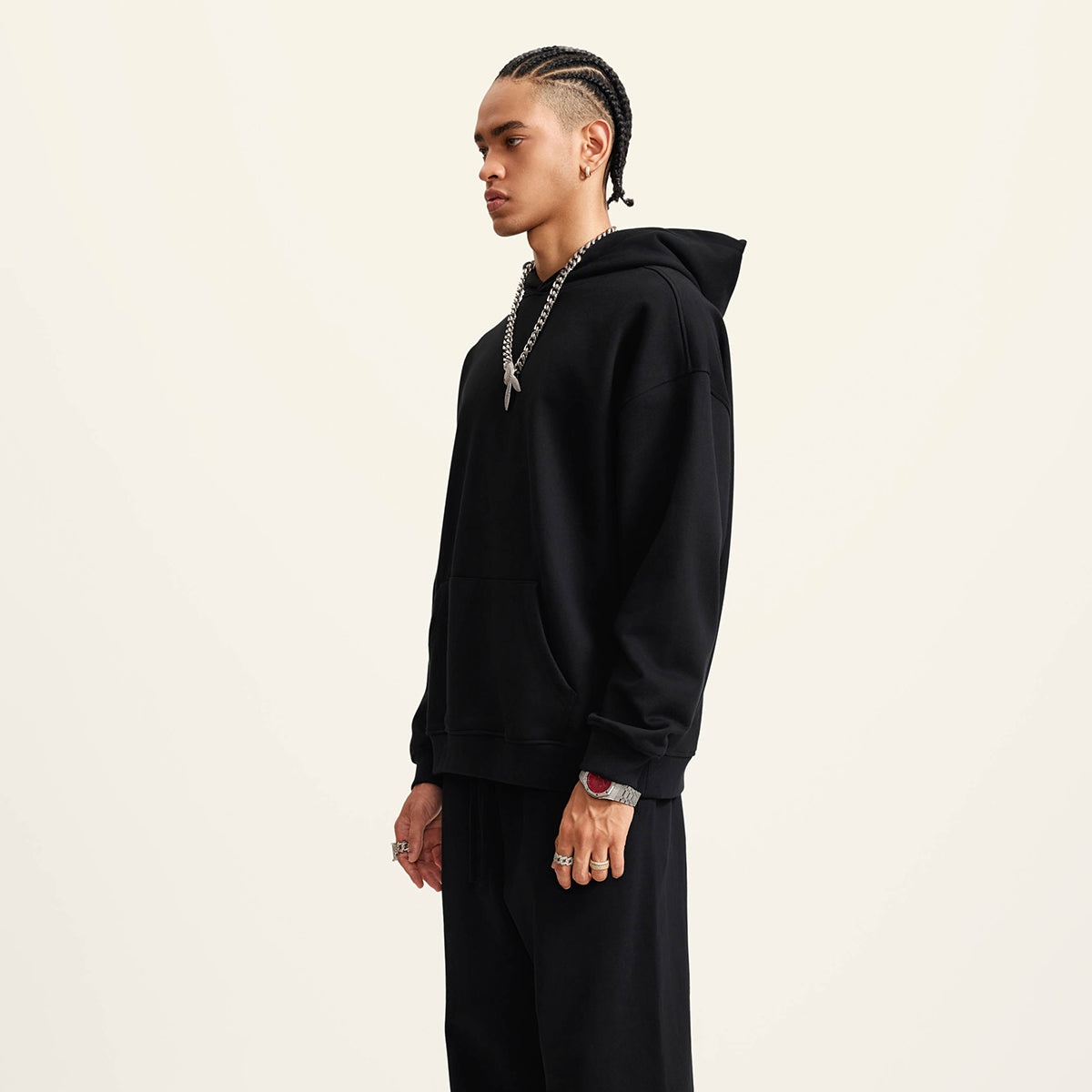 Solid Color Kangaroo Pocket Hoodie-INNBLAC Fashion Apparel