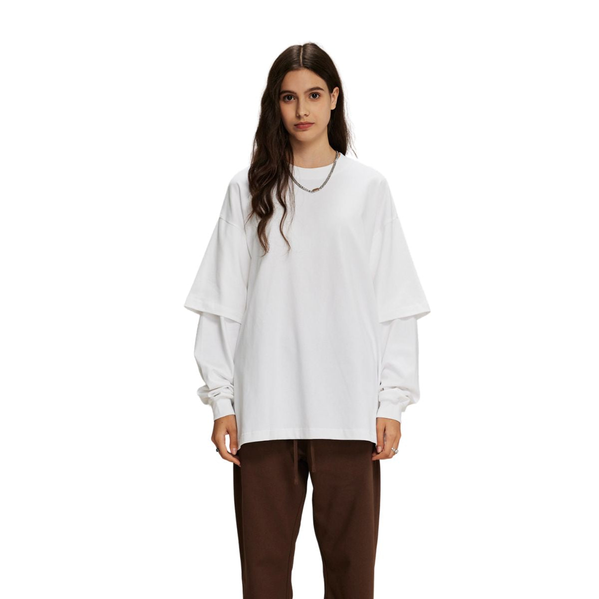 Women's Solid Color Mock Two Piece Sweatshirt-INNBLAC Fashion Apparel