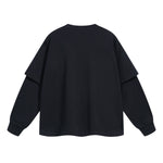 Solid Color Mock Two Piece Sweatshirt - Custom-INNBLAC Fashion Apparel