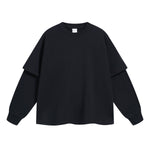 Solid Color Mock Two Piece Sweatshirt - Custom-INNBLAC Fashion Apparel