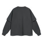 Solid Color Mock Two Piece Sweatshirt - Custom-INNBLAC Fashion Apparel